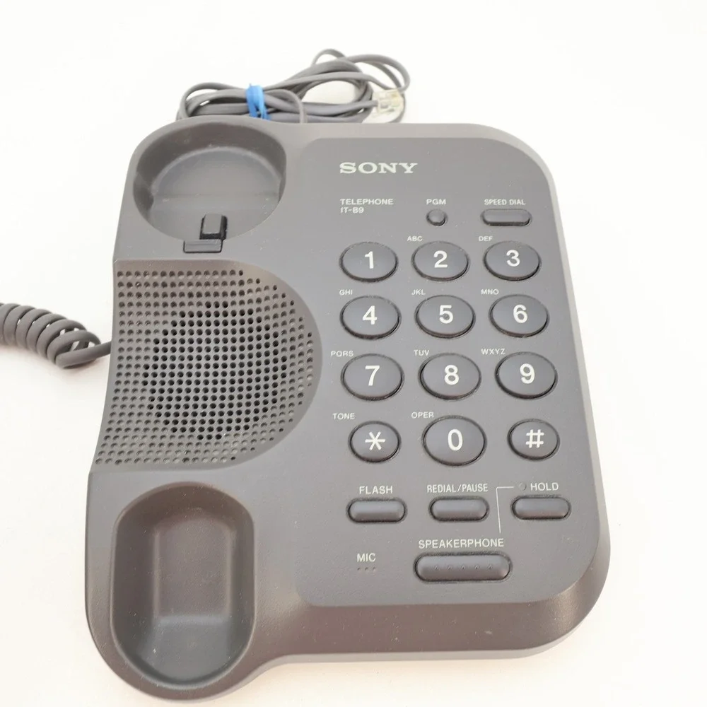 Sony IT-B9 Corded Landline Telephone with Speakerphone Gray Retro Desktop Phone